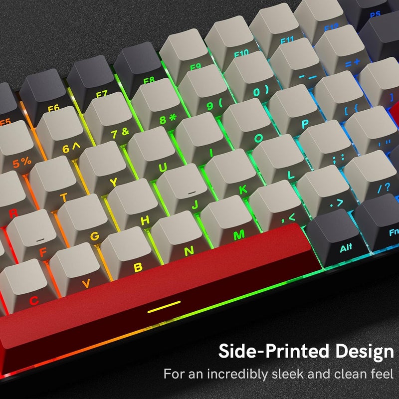 Rainy75 Shine Through Double Shot PBT Keycaps Set, Cherry Profile Custom Keycaps 60 65 75 100 Percent for 61/64/68/84/87/100/104/108 Retro Gaming Mechanical Keyboard, Purple Gray Red - Image 2